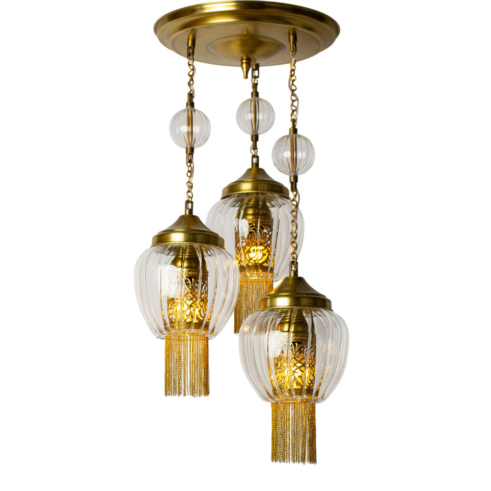 Arabesque Chandelier, 3 Lights, Copper, 32×72cm - Oxide